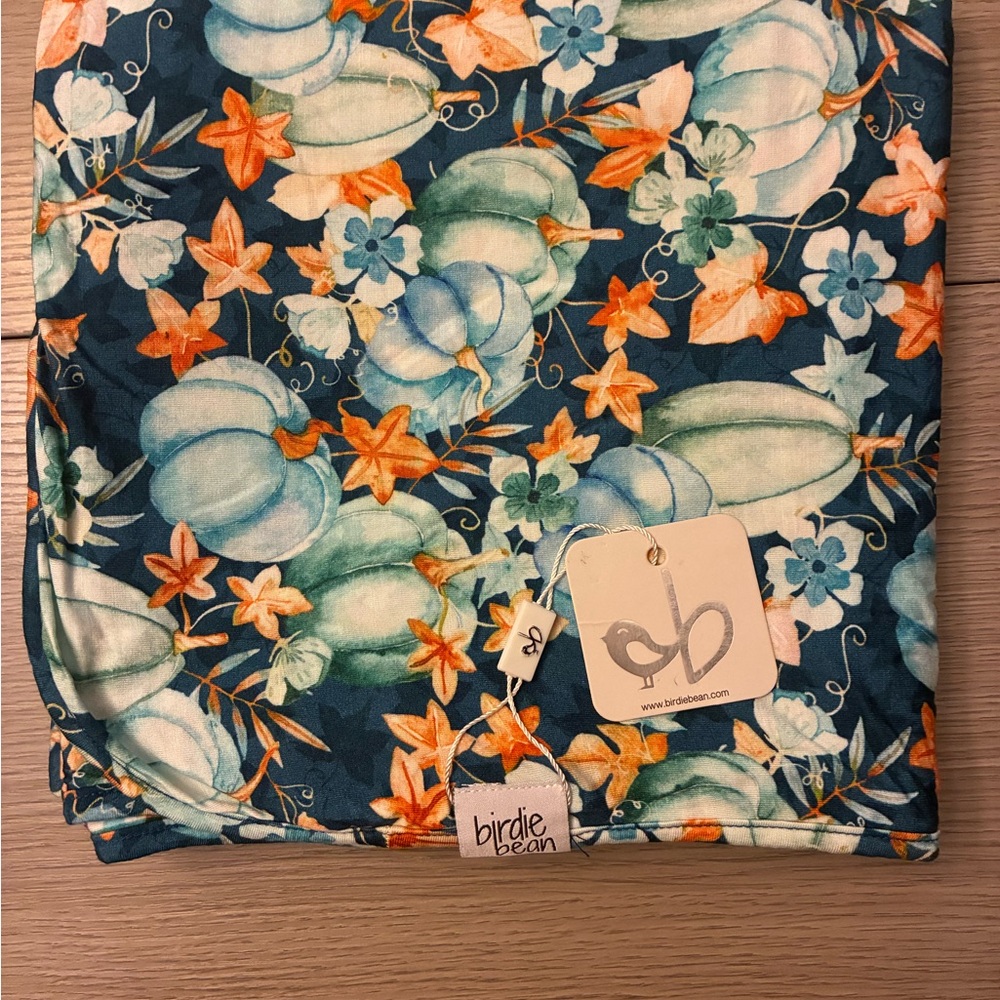 Birdies Blue and Orange Floral Blanket